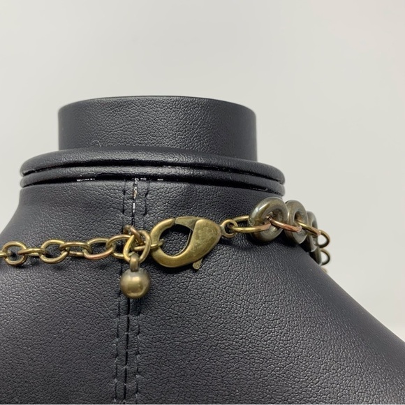 Religious Cross Chunky Brown and Blue Statement Necklace - Picture 6 of 10